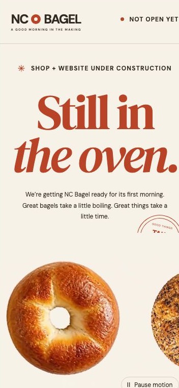 The same NC Bagel page on a phone